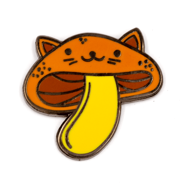 Mushroom Cat Pins, Cat Enamel Pins, Quirky Pin Set for Shirt