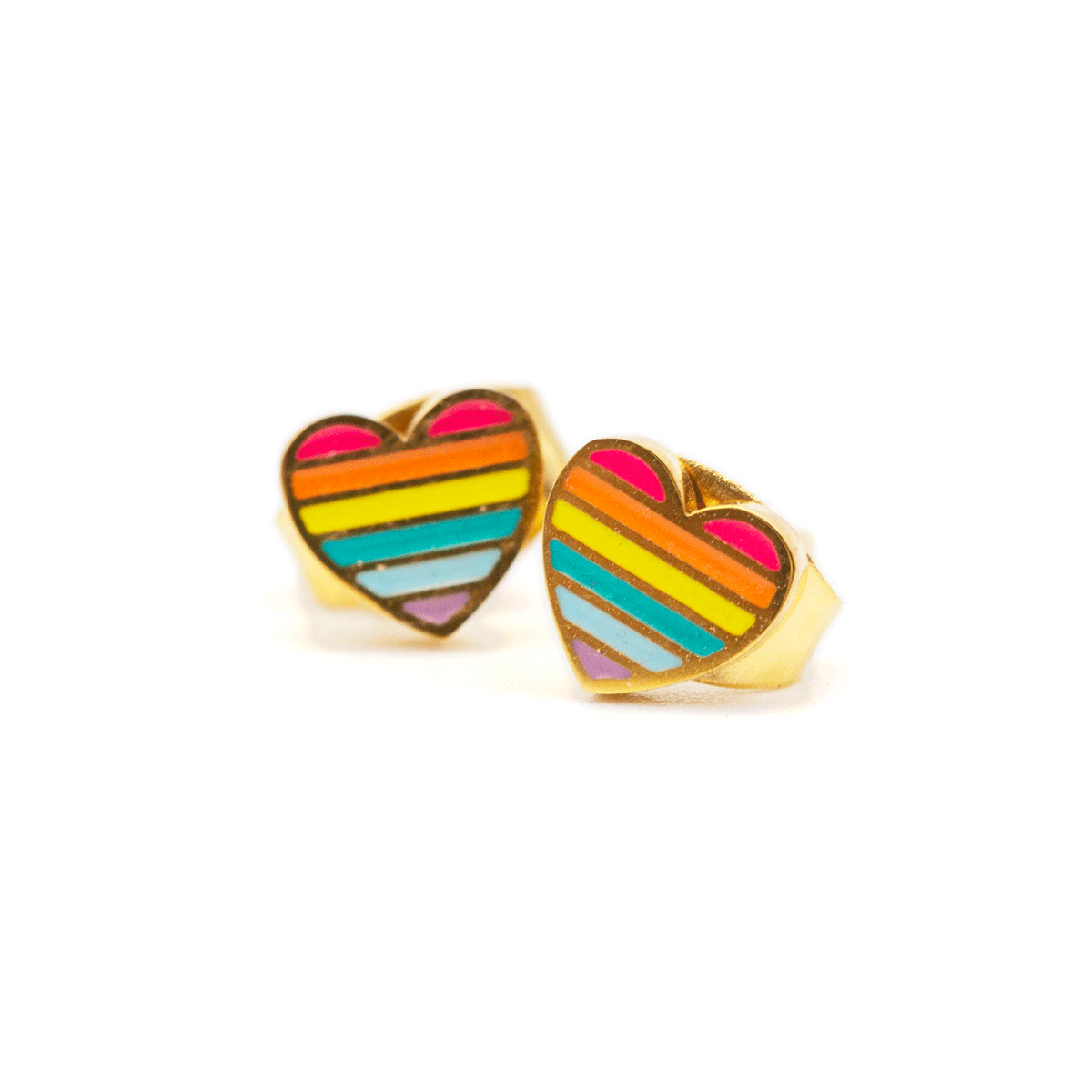 Rainbow Pride Heart Micro Stud Earrings