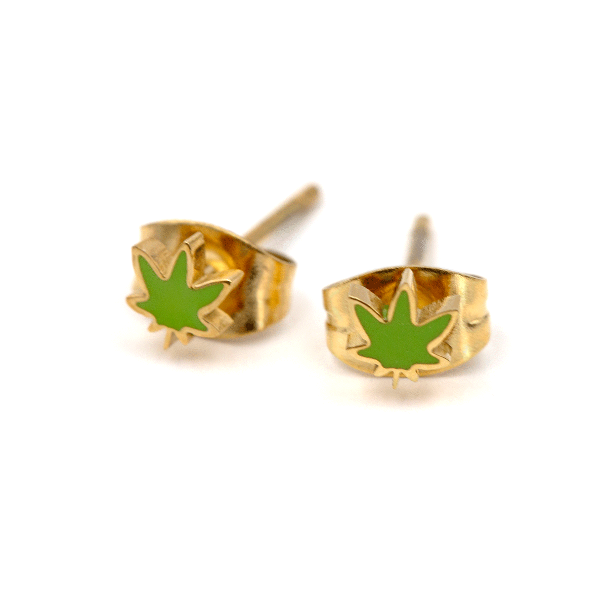Pot Leaf Micro Stud Earrings