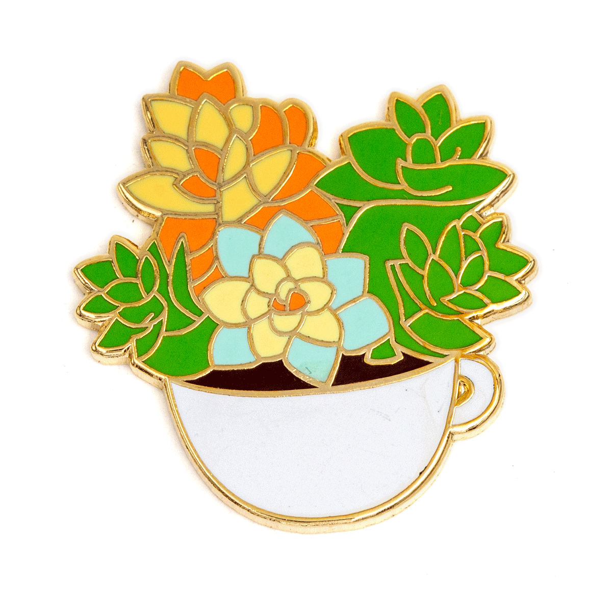 Succulent Tea Cup Pin