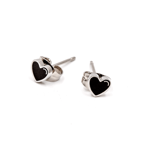 Black Heart Micro Stud Earrings