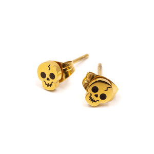 Gold Skull Micro Stud Earrings