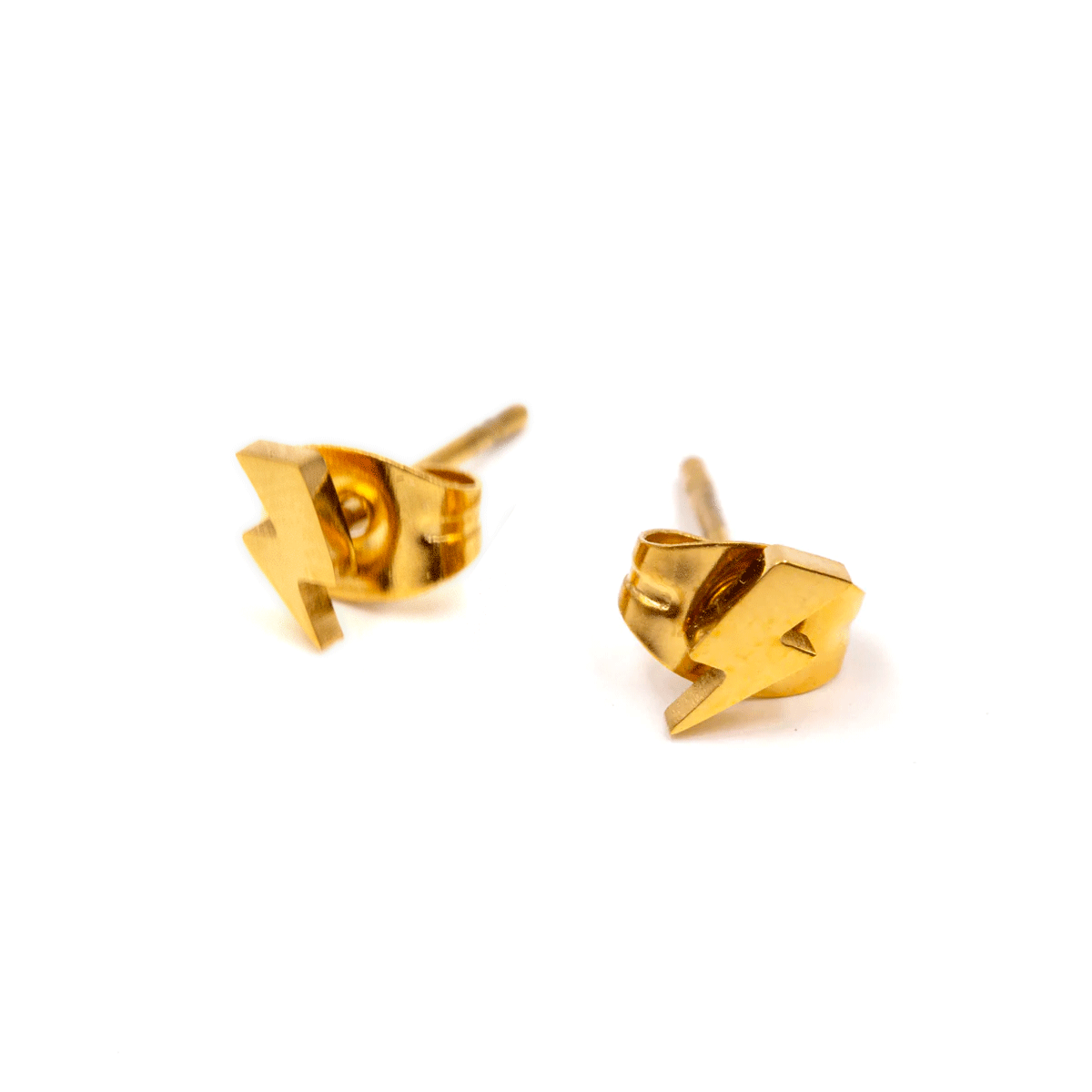 Gold Lightning Bolt Micro Stud Earrings