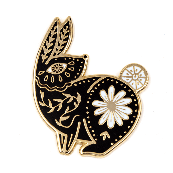 Floral Folk Art Rabbit Pin – These Are Things