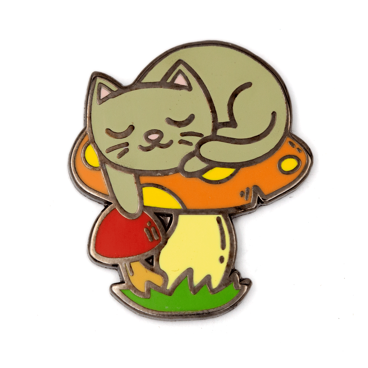 Sleeping Cat Mushroom Pin