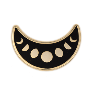 Crescent Moon Phases Gold Pin