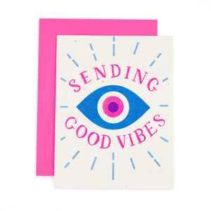 Sending Good Vibes Evil Eye Risograph Card