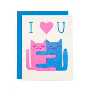 Hugging Cats Risograph Card