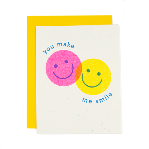 You Make Me Smile Risograph Card